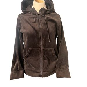 Black Velvet Hooded Zip-Up Jacket